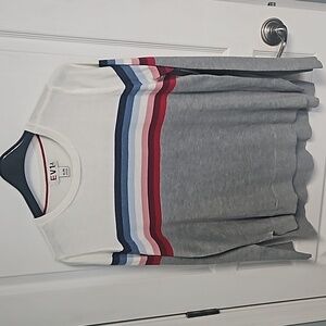 EV1 by Ellen Degeneres Striped Heart Crewneck Tunic Sweater - womens XL